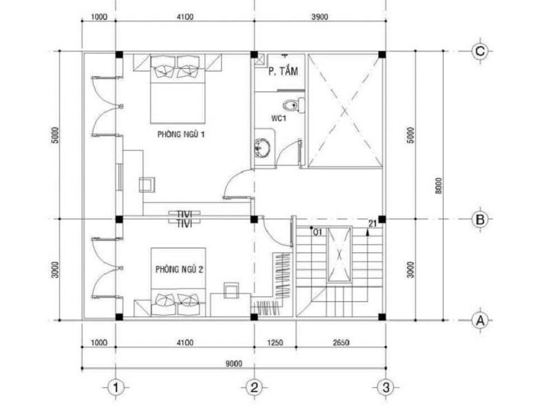 Ban Ve Thiet Ke Nha Vuong 8x9m 2 Tang 2 Mat Tien Co Gara Tang 2