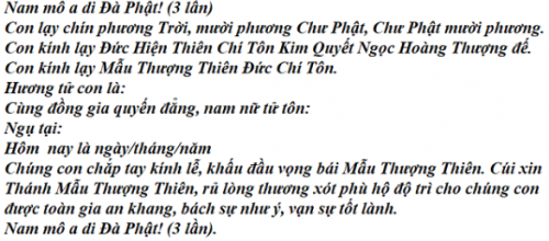 Khấn Thánh Mẫu Thượng Thiên