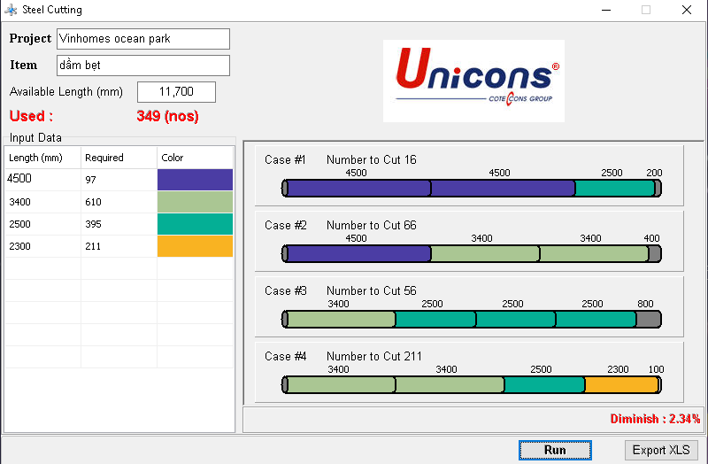 Phần mềm cắt thép SteelCutter - UNICONS (thi công xây dựng) - RDONE