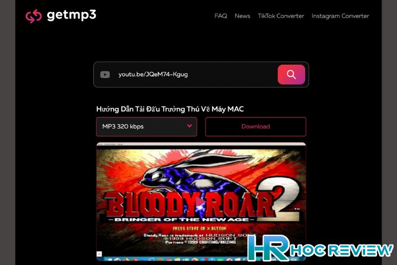Download mp3 YouTube bằng getmp3 pro