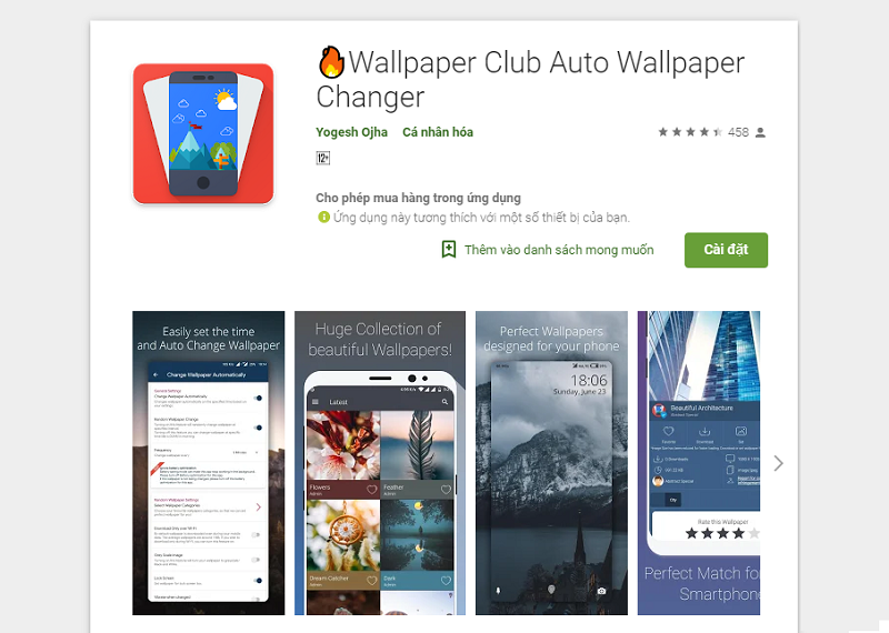 Tải về Wallpaper Club Auto Wallpaper Changer trên Google Play Store, sau đó bạn hãy mở ứng dụng lên.