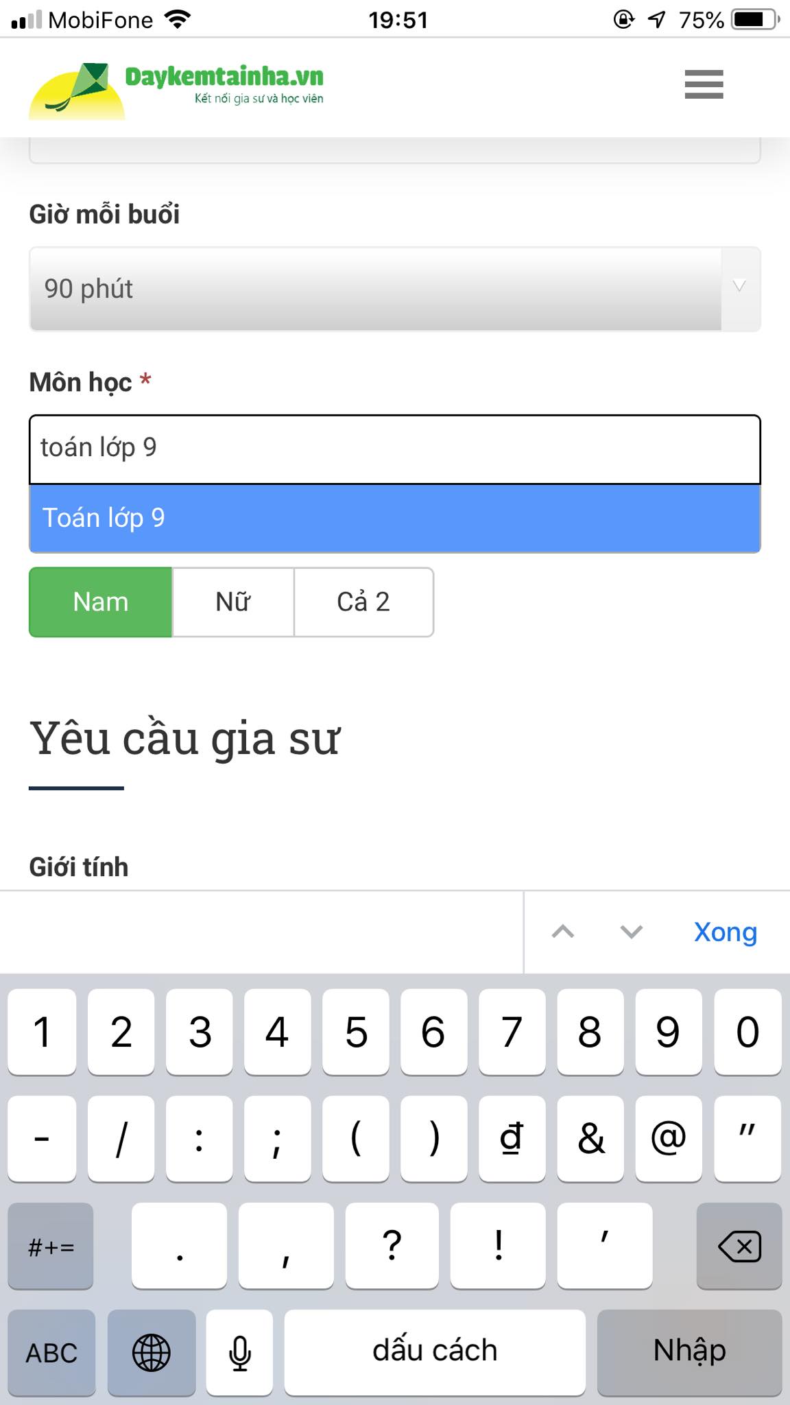 Học phí Toán lớp 9