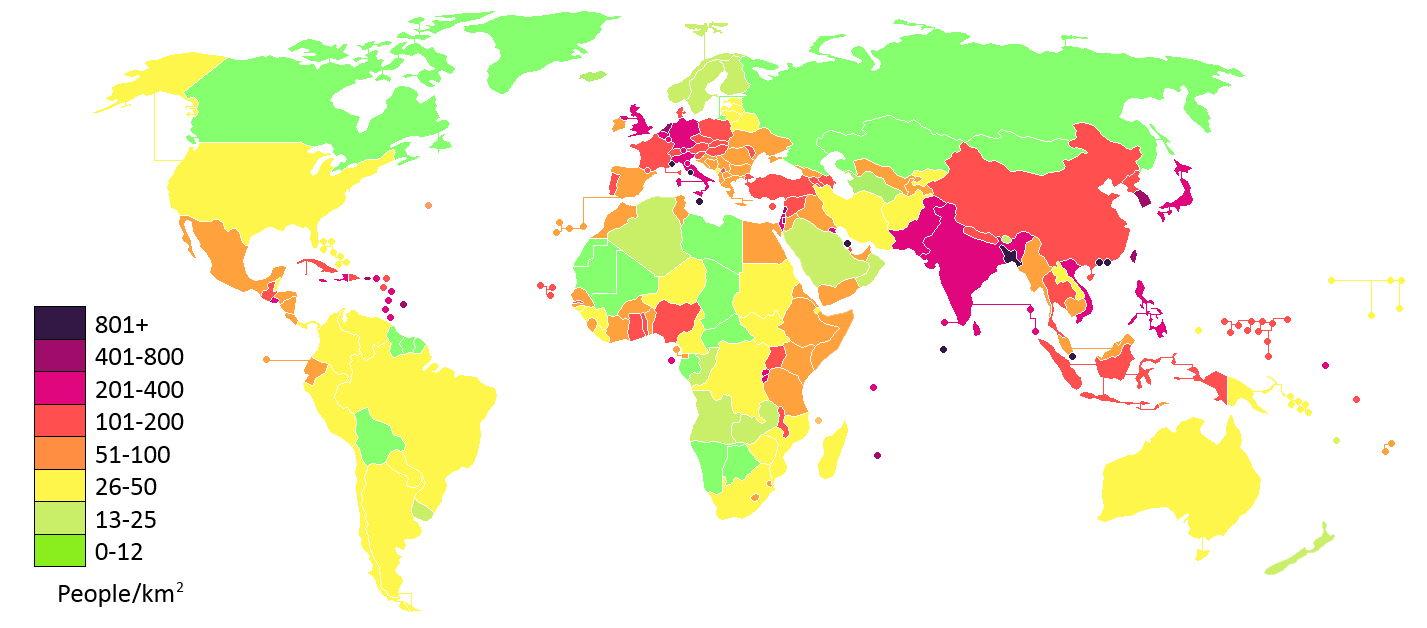 công thức tính mật độ dân số trên thế giới