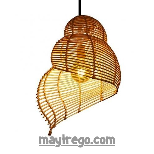 Mẫu đèn mây tre hình vỏ ốc trang trí phá cách cho không gian – Fi30cm x 50cm