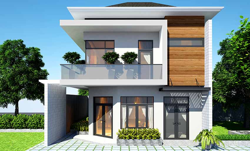 Mẫu nhà vuông 2 tầng 80m2