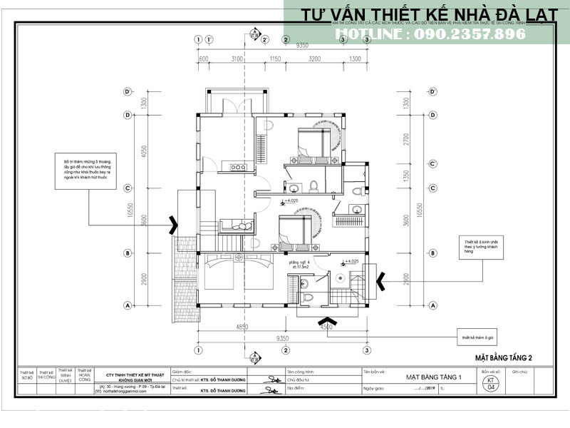 Mặt bằng thiết kế công năng sử dụng tầng 02