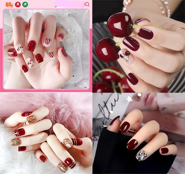 Mẫu nail màu đỏ 