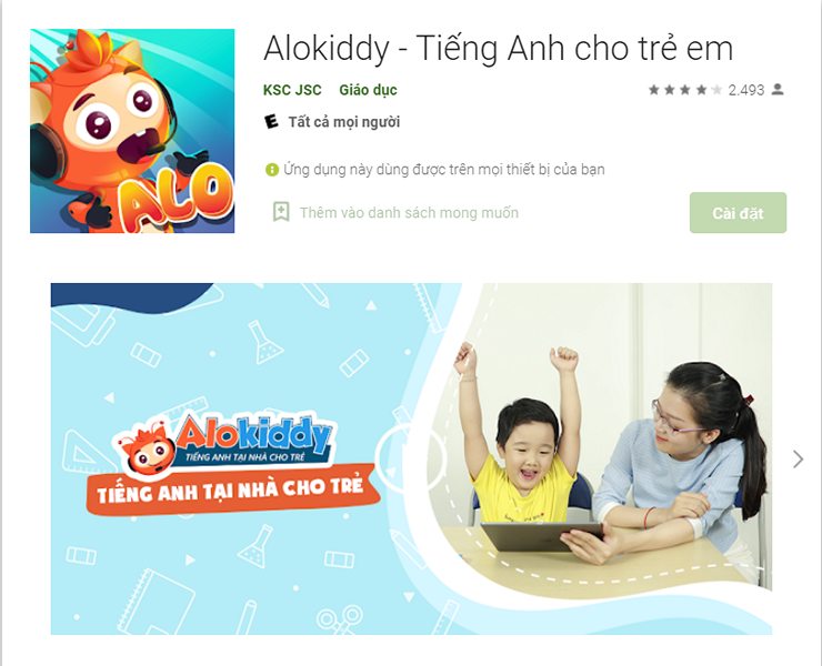 Phần mềm học tiếng Anh cho bé Alokiddy 