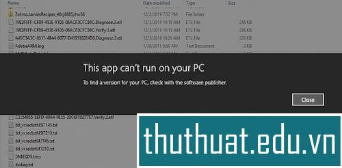 chỉnh sửa ứng dụng này không thể chạy trên PC của bạn trên Windows 10
