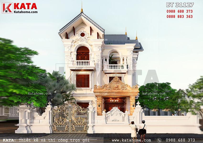 Mẫu biệt thự 3 tầng mini mái thái tân cổ điển tại Bắc Ninh – Mã số: BT 31127
