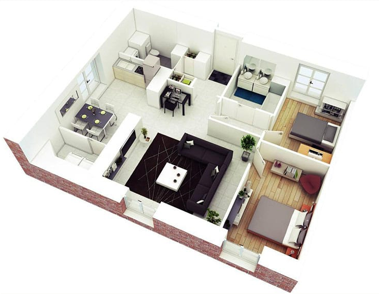 +99 Mẫu Thiết kế căn hộ 40m2 2 phòng ngủ đẹp, hiện đại [ Phong cách 2021] » Nội Thất Đại Nam