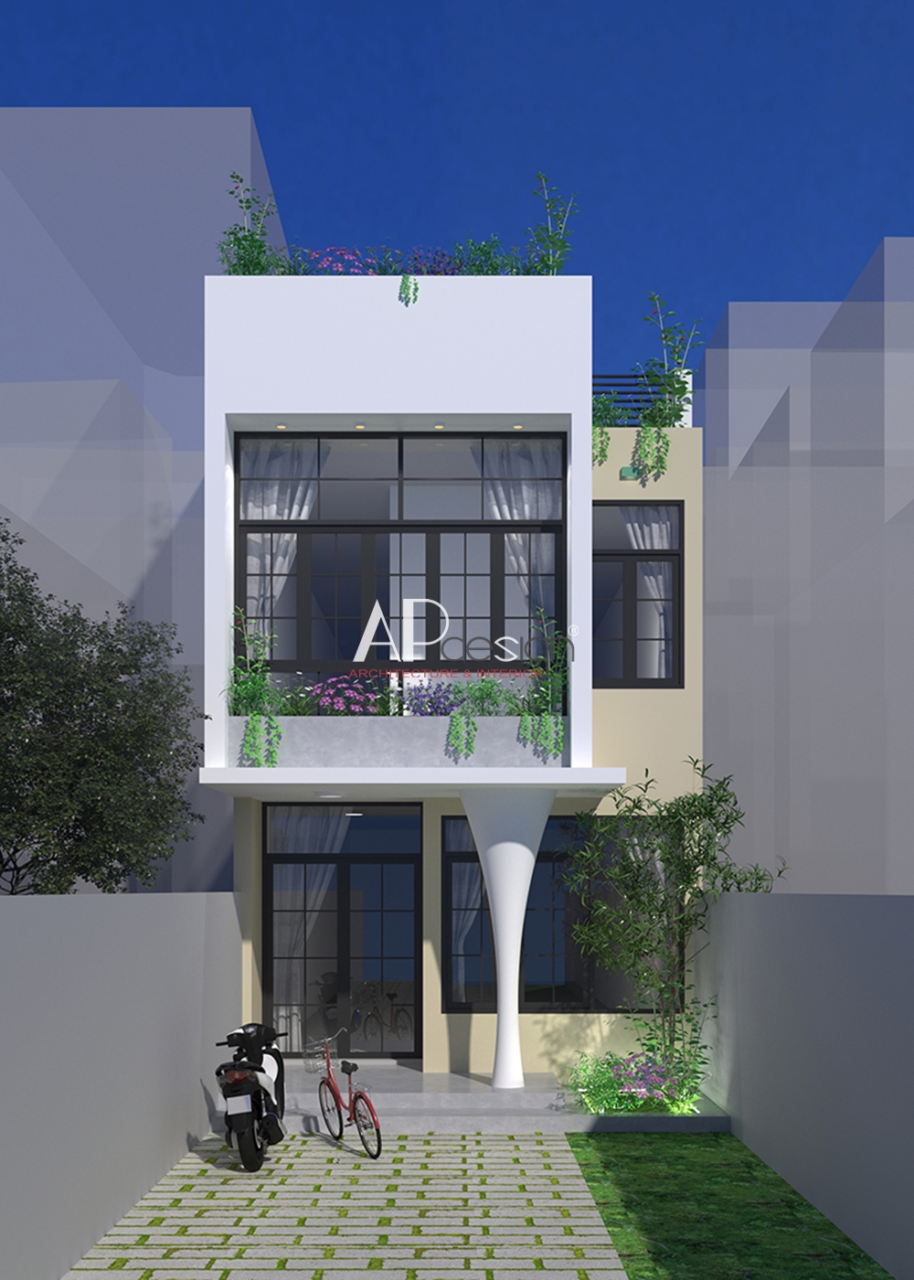 Thiết kế nhà phố 2 tầng mặt tiền 5m - Kiến trúc APdesign
