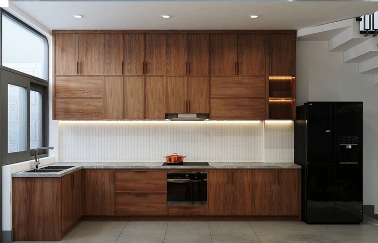 Thiết kế nội thất phòng bếp nhà ống 5m đơn giản