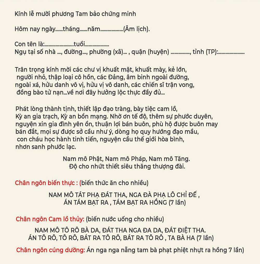 Văn Khấn Cúng Cô Hồn