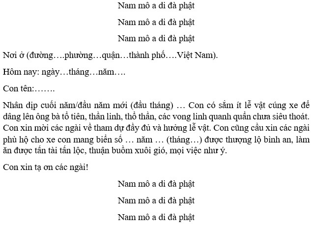 Văn Khấn Cúng Xe Tải Cuối Năm