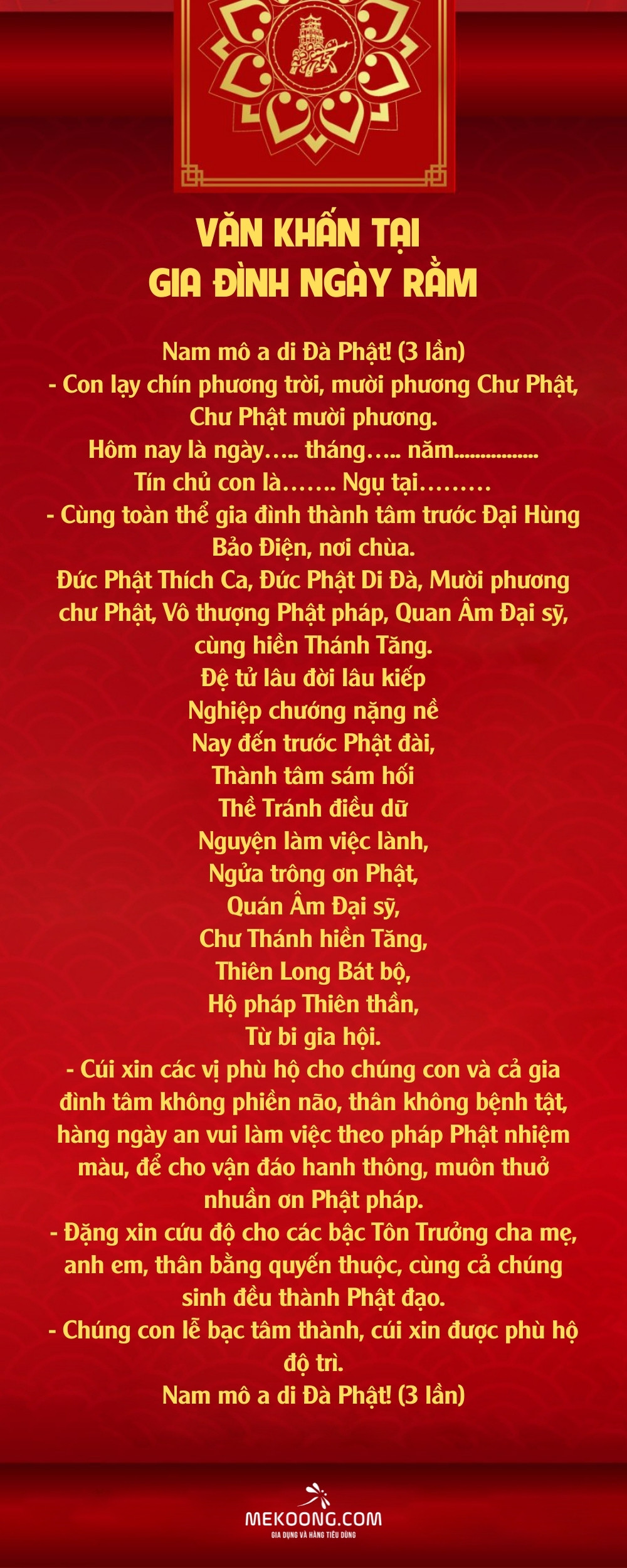 Văn khấn Phật tại gia ngày rằm