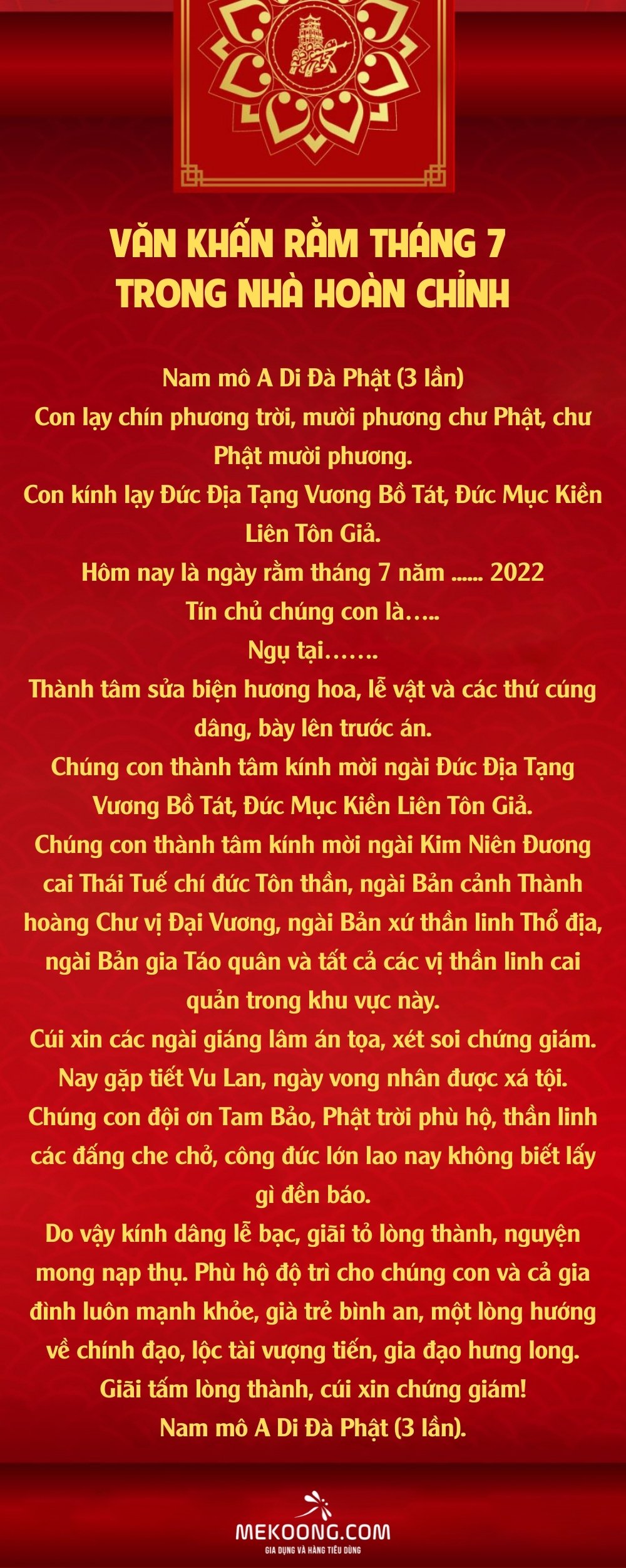 Văn khấn cúng Rằm tháng 7 trong nhà hoàn chỉnh