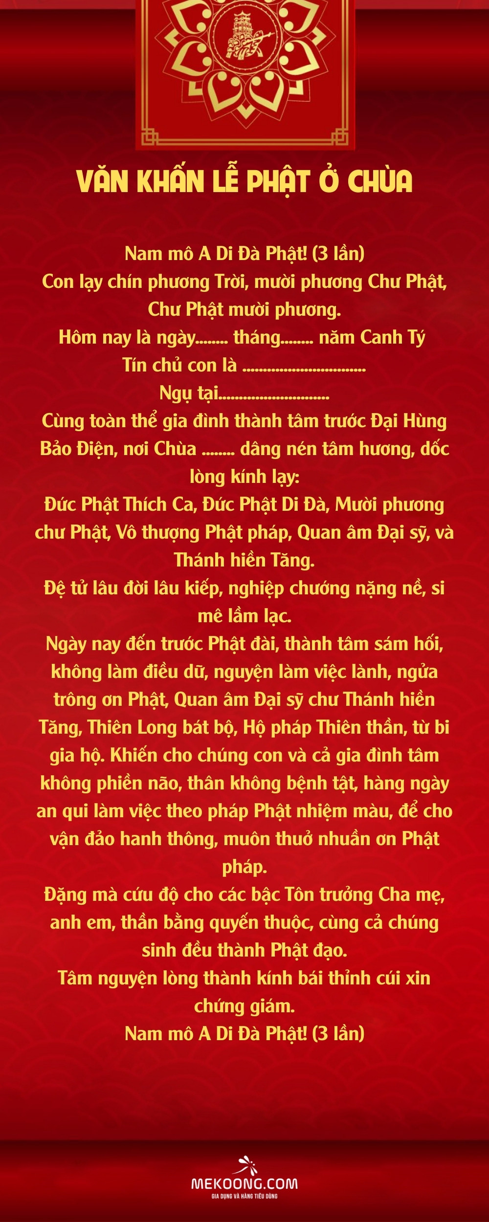 Văn khấn lễ Phật ở chùa