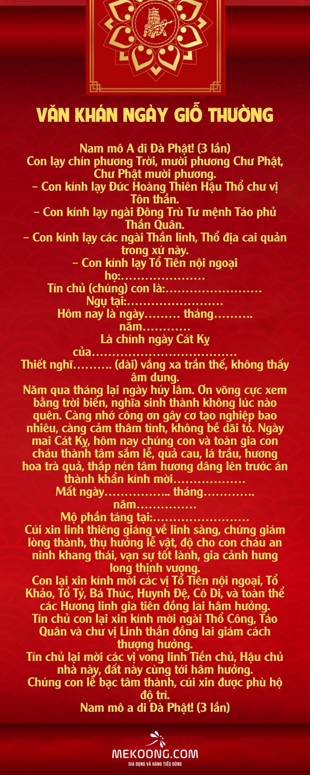 Văn khấn ngày Giỗ Thường