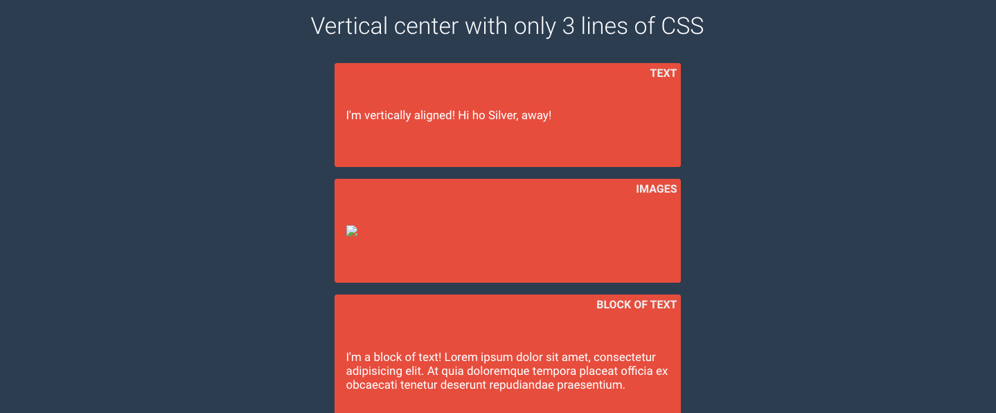 Vertical Center With Only 3 Lines of CSS