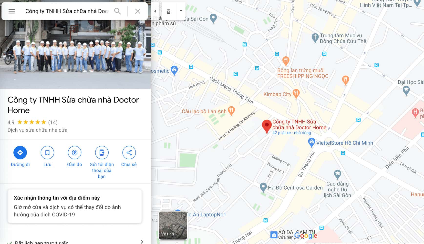Vi tri Google Map Cong ty Sua chua nha Doctor Home thi cong