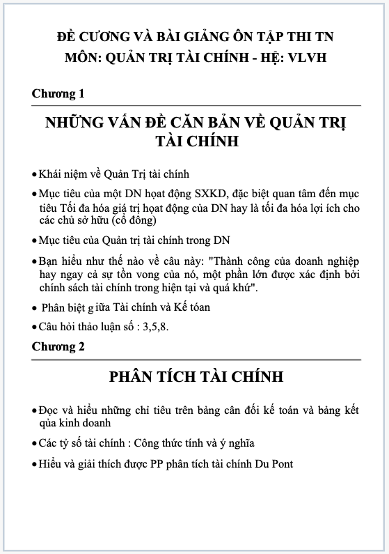 Ôn tập quản trị tài chính