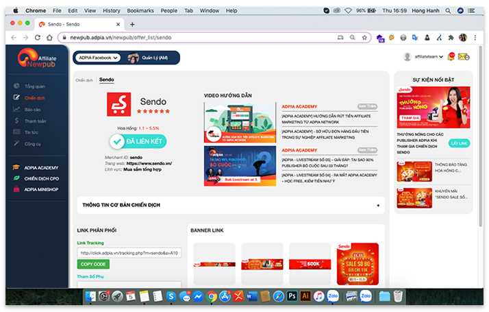Hướng dẫn lấy link affiliate marketing sản phẩm trên Sendo