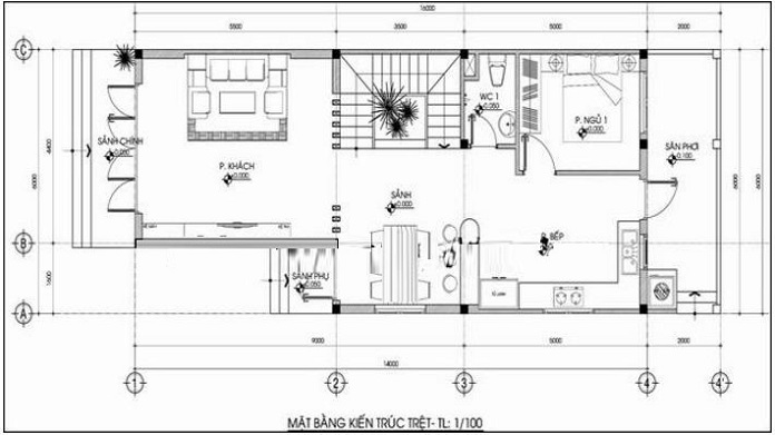 Ảnh 16: Bản vẽ thiết kế mặt bằng tầng trệt