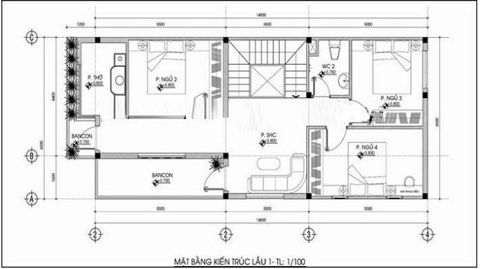 Ảnh 17: Mặt bằng kiến trúc lầu 1