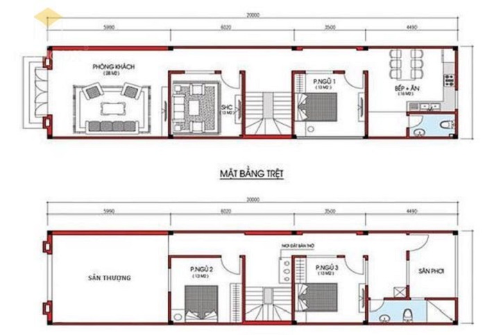 Ảnh 33: Mẫu nhà ống 2 tầng 1 tum được thiết kế ấn tượng, độc đáo