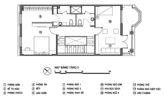 Ảnh 62: Mặt bằng tầng 3 có phòng ngủ dành cho khách nghỉ qua đêm