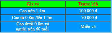 Giá vé cổng liên thông - cổng nằm giữa 2 công viên