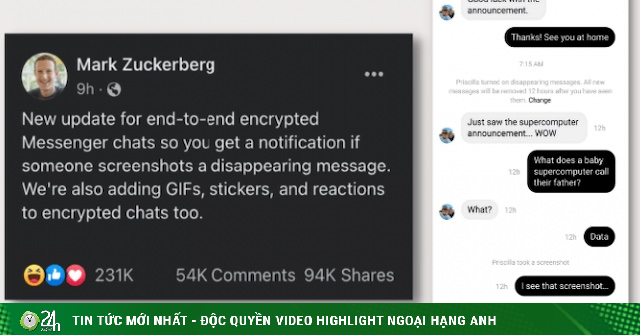 Trò chuyện bí mật trên Messenger là tuyệt mật: Chụp ảnh màn hình sẽ có cảnh báo ngay!