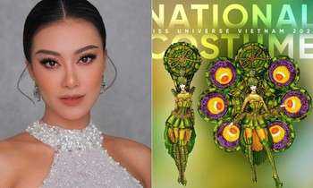 Độc đáo trang phục dân tộc lấy cảm hứng từ bánh tét của Kim Duyên ở Miss Universe 2021 