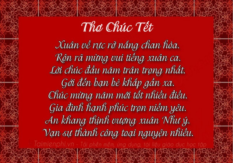 bài thơ chúc tết 4 chữ