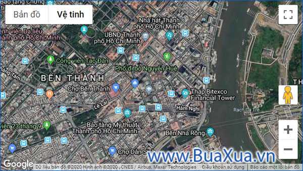 Bản đồ Google Maps trên trang web BuaXua.vn