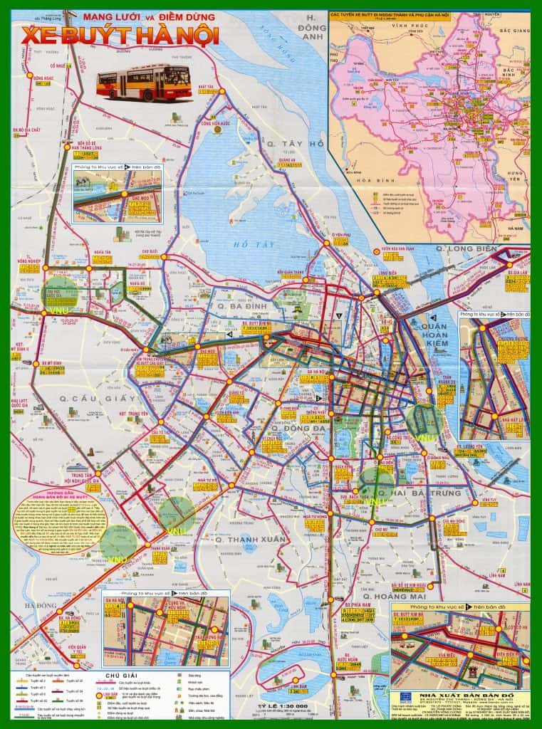 Bản đồ lộ trình và các tuyến xe bus Hà Nội