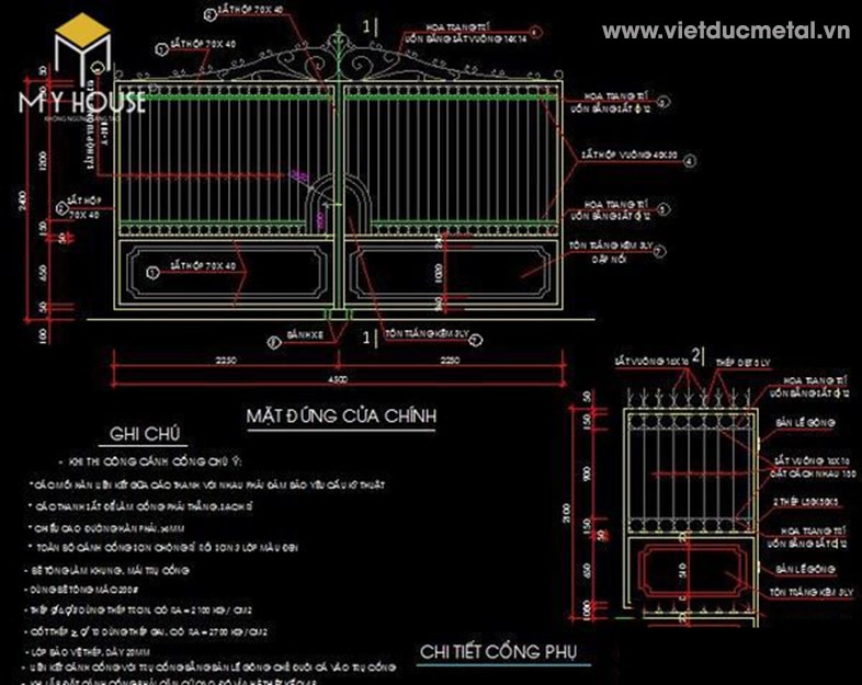 bản vẽ cổng nhà đẹp 2