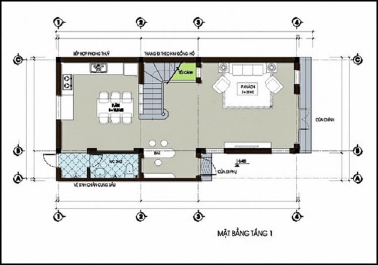 Bản vẽ mặt bằng mẫu thiết kế nhà ngang 6m dài 12m 2 tầng chi tiết