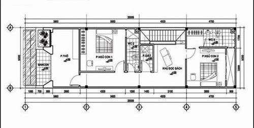 bản vẽ mặt bằng nhà 2 tầng có gara ô tô