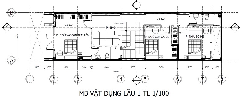 bản vẽ mặt bằng thiết kế nhà 2 tầng