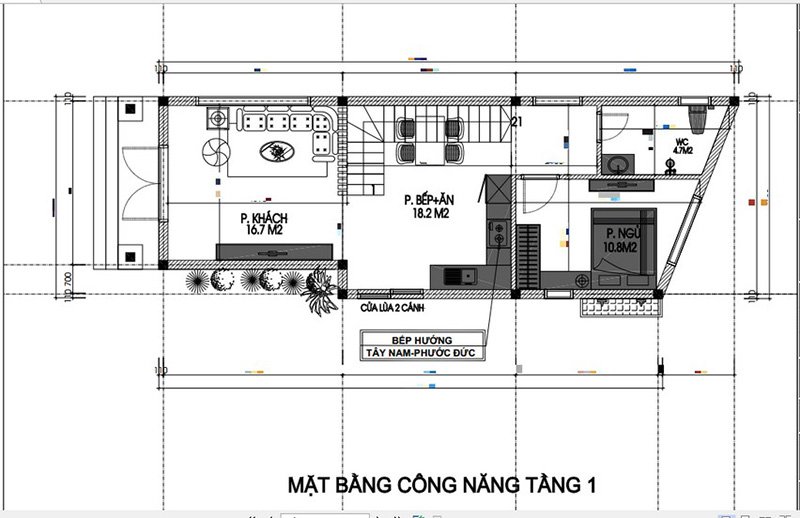 tham khảo ý tưởng mặt bằng nhà phố 2 tầng mái thái