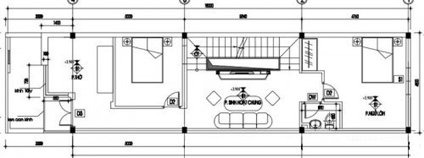 Bản vẽ nhà 2 tầng mặt tiền 5m