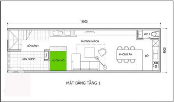 Bản vẽ nhà mặt tiền 5m 5×16m