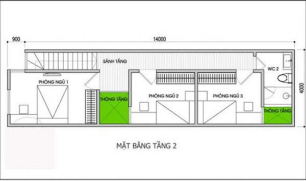 Bản vẽ nhà mặt tiền 5m 5×16m