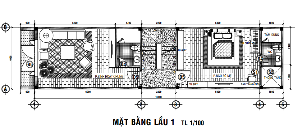 bản vẽ nhà 4 tầng