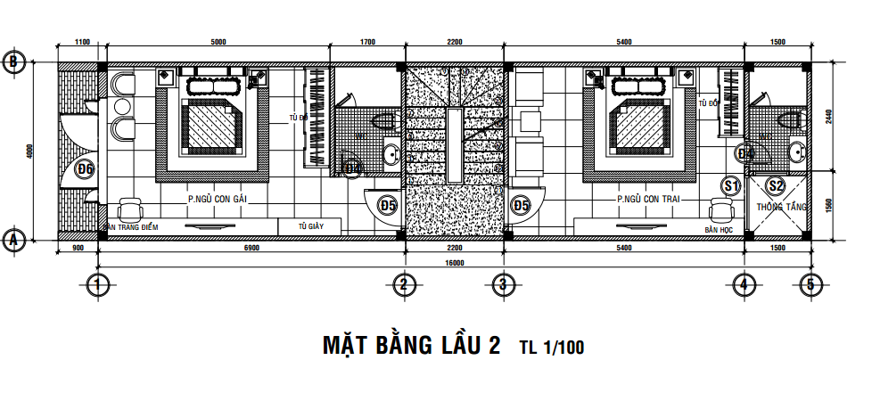 bản vẽ nhà 4 tầng