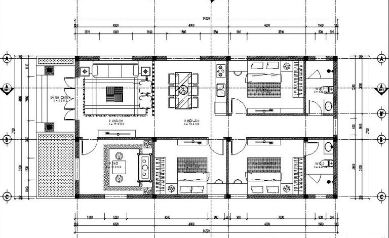 Bản vẽ nhà cấp 4 mái thái