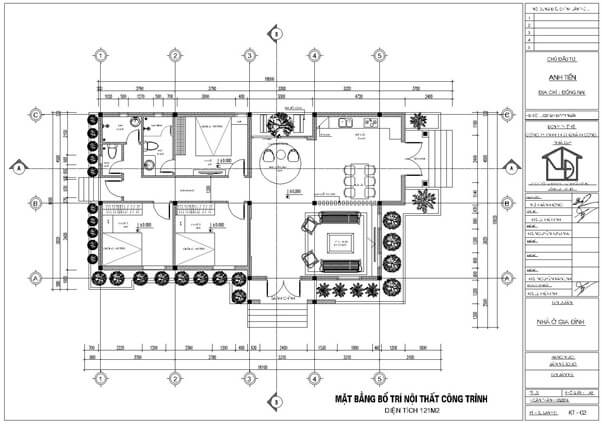 Bản vẽ mẫu nhà cấp 4 mái thái 2 mặt tiền thông thoáng