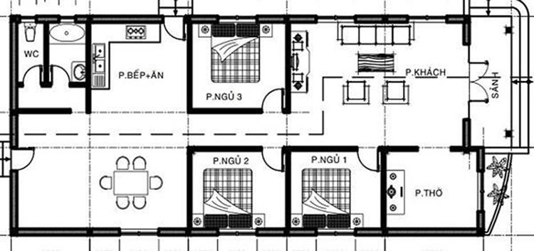 Mẫu bản vẽ chi tiết nhà cấp 4 mái thái